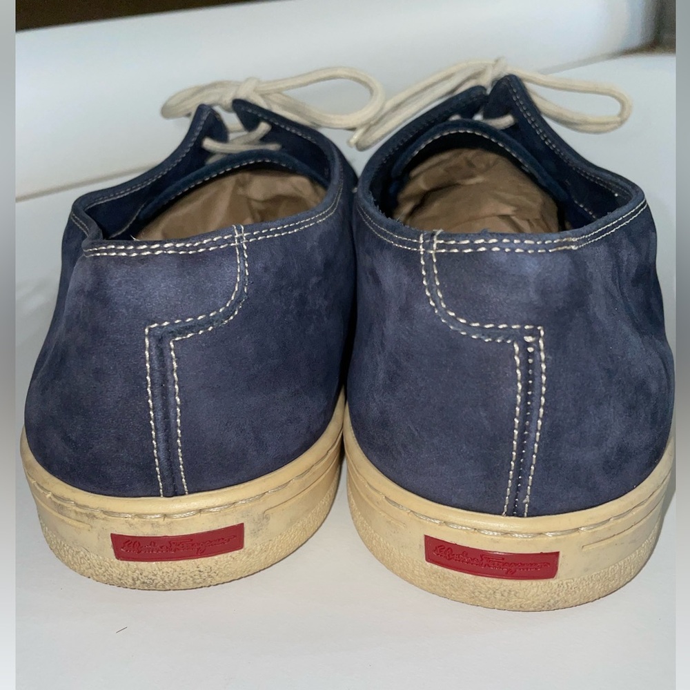 Vintage Salvatore Ferragamo Navy Blue Sneakers Size 12D - Picture 4 of 15